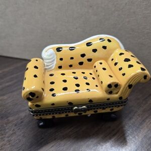 Yellow Polka Dot Limoges Trinket Box